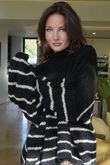 Big Softie Stripe Funnel Grunge Knit Black